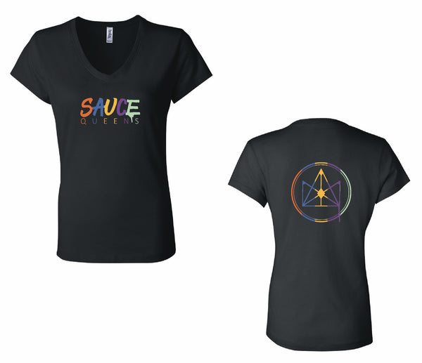 SauceQueens Retro Short Sleeve V-Neck Tee – SAUCEKINGS